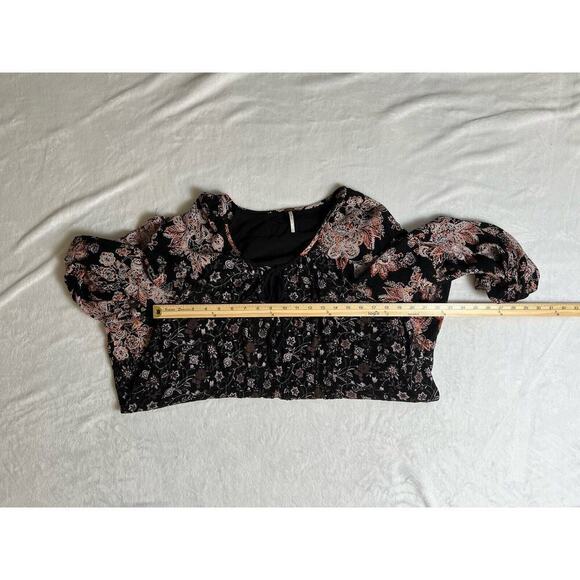 Free People Women's Lucky Loosey Swing Dress Size M Black Multicolor Floral Boho - Picture 6 of 7